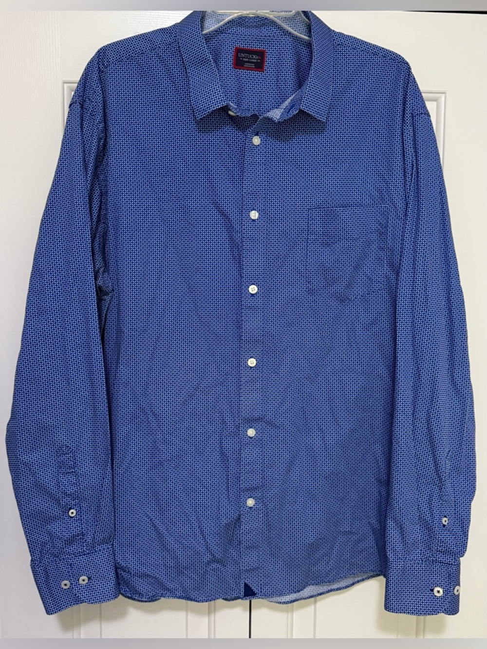 Untuckit Vitanza Mens XXXL Blue White Cotton Button Down Shirt